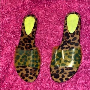 Neon green & cheetah print Sandals